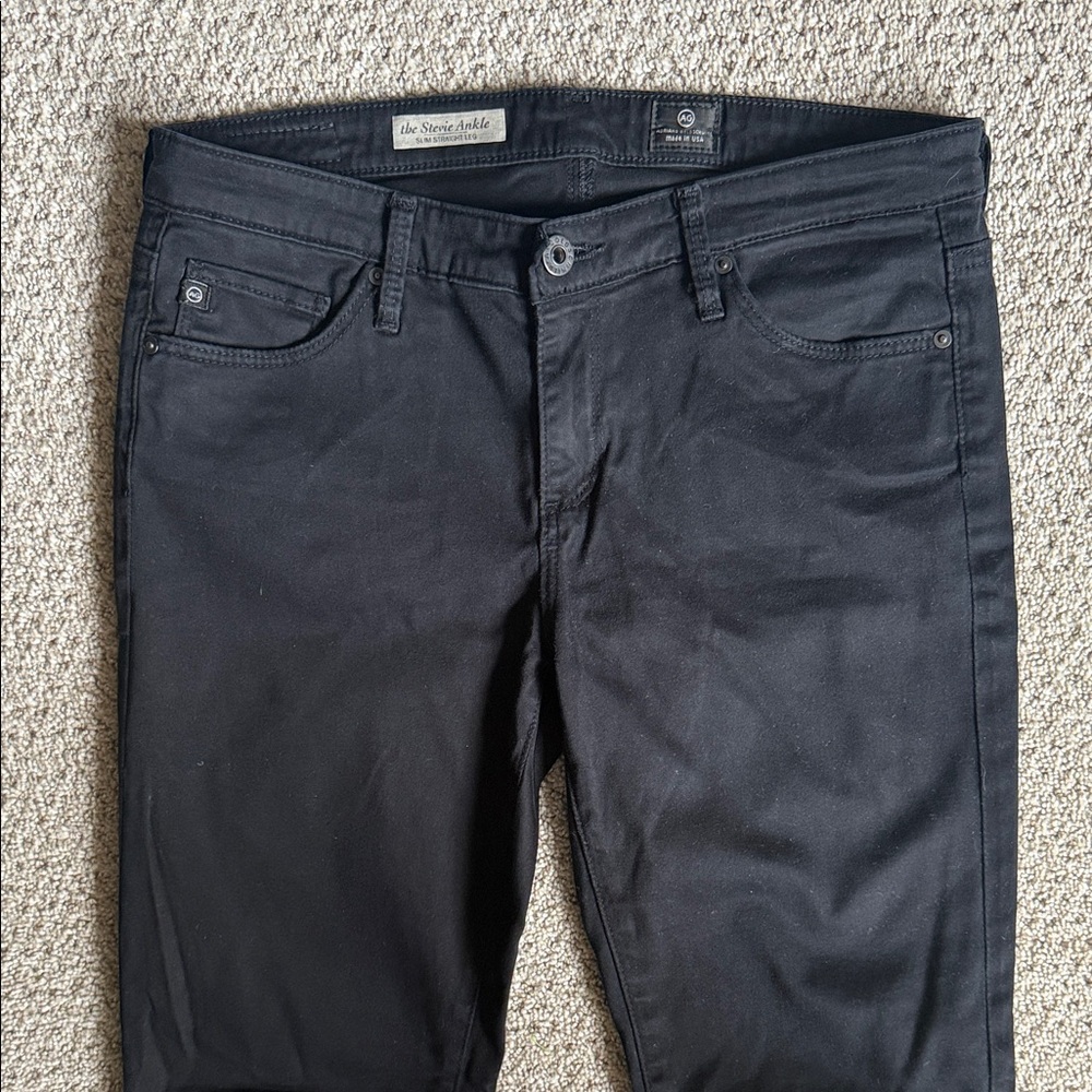 AG‎ Adriano Goldschmied Women's Black The Stevie Ankle Slim Straight Jeans 28R